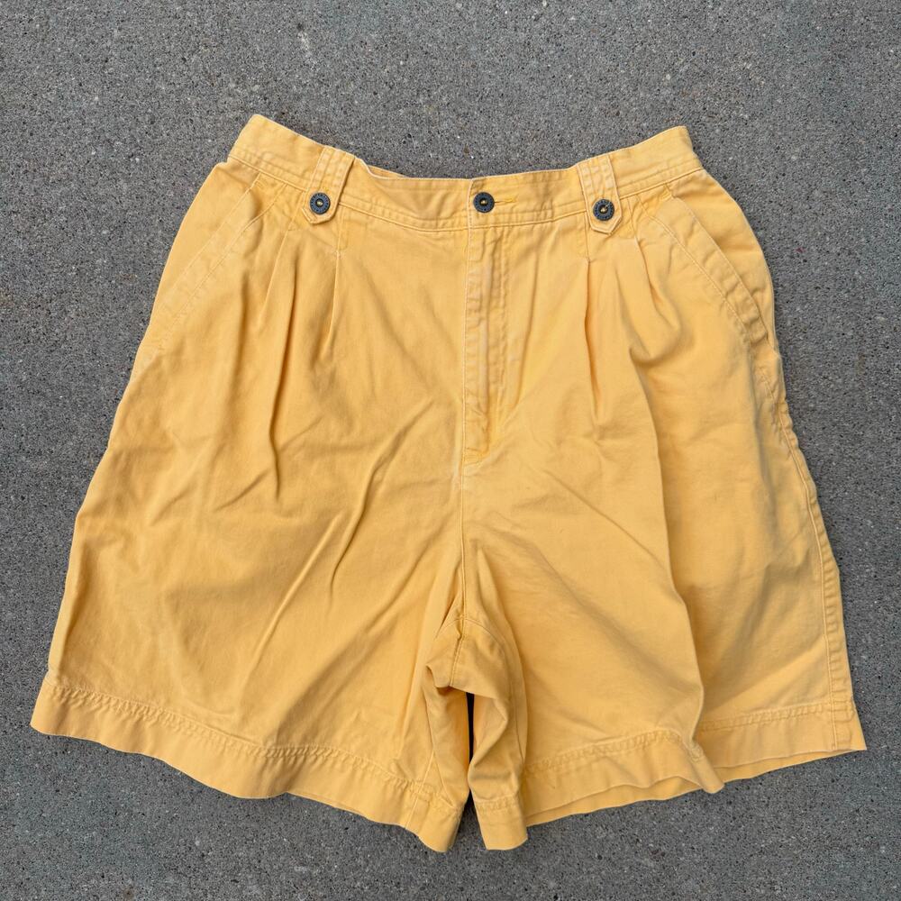 Vintage 90s Liz Sport Squash Gold Yellow High Rise Pleated Mom Shorts Chinos 12